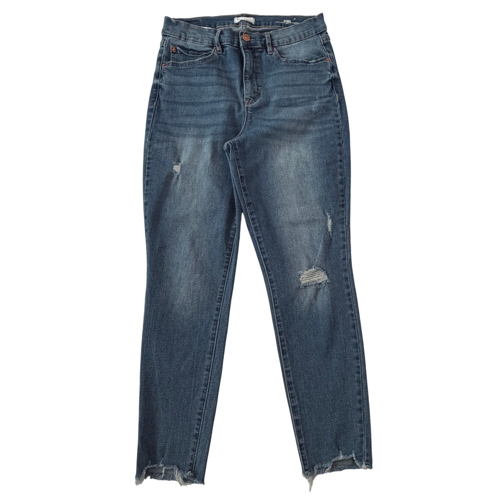 Nicole Miller New York Soho High Rise Ankle Skinny Jeans Blue Distressed Size 10
